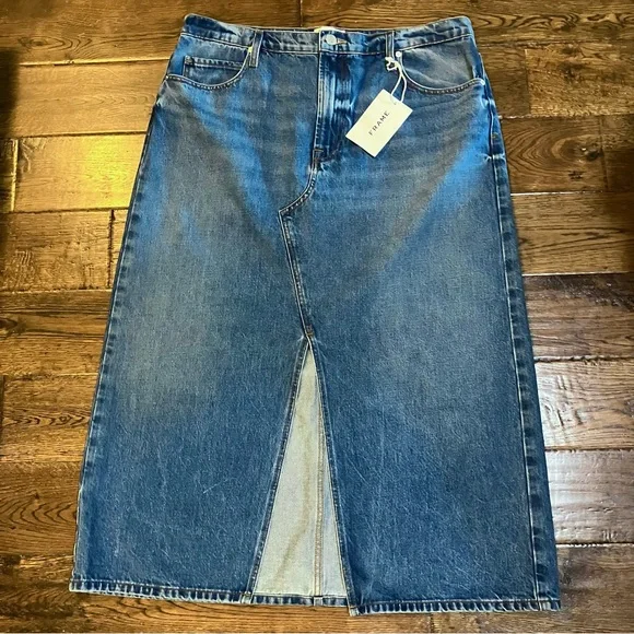 Frame NWT Midaxi Denim Skirt 32 L XL Jeanskirt NEW